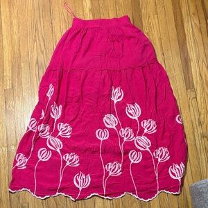 Vibrant Pink Floral Maxi Skirt